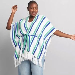 NWT Lane Bryant Plus Size Striped Fringe Poncho